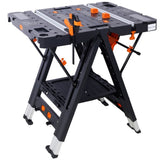 Portable Folding Work Table, 2-in-1 as Sawhorse & Workbench, Large Load Capacity with 2pcs Clamps W465P182390