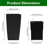 Pack of 2 Square Planter for Garden 22-Inch High Faux Rattan Design Flower Pot with Automatic W3213P311468