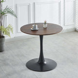 31.5"BLACK AND WALNUT Tulip Table Mid-century Dining Table for 2-4 people With Round Mdf Table Top, W234P143406