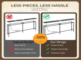 63" Console Table with US Standard Power Outlet, Melamine MDF Tabletop & Black Metal Frame, Black 45174155