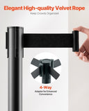 6 Pcs Crowd Control Stanchion Set ,with Retractable Belts, Black Stanchions Queue with Sand 23595160
