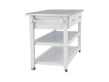 Stainless Steel Table Top White Kicthen Cart With Two Drawers W28218593