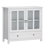 ZNTS Buffet storage cabinet with double glass doors and unique bell handle W28227723