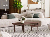 360 degree rotatable coffee table with walnut color wood grain OAK veneer tabletop for living room, W2899P372751