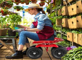 360&deg Garden Rolling Workseat with Swivel Seat and Adjustable Height-Red 53694897