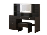 Pitted Particleboard With Triamine Coating, Tempered Glass Table Top, 5 Drawers, With Shelves, With 45527334