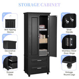 ZNTS Tall Storage Cabinet with Two Drawers for Bathroom/Office, Black WF299284AAB