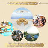 8-Person Outdoor Round Picnic Table Set with 4 Built-in Benches & Umbrella Hole - Perfect for W1758P292490
