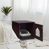 ZNTS 20"Brown Wooden Cat Litter Box End Table 65700048