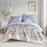 Floral Comforter Set with Bed Sheets Blue King B035P266686