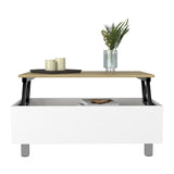 Gambia Lift Top Coffee Table, Four Legs -White / Light Oak B07091866