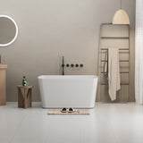 49'' Acrylic Freestanding Soaking Bathtub, Square-shape Japanese Soaking Hot Tub, Chrome Overflow W1573P210468