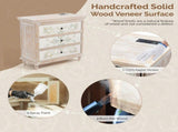 () 3-Drawer Cabinet with Carved Interior and Socket P2 MDF Solid Wood Legs 59459168