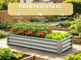 4' x 2' x 1' Galvanized Raised Garden Bed for Patio Herb Gardening, Sturdy Metal Planter Box 95807559