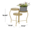 17" x 17" x 20" 3 Tier Gold Metal Curved Folding Plantstand with Floral and Scroll Patterns 94448978