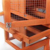 ZNTS Large Wooden Rabbit Hutch Indoor and Outdoor Bunny Cage with a Removable Tray and a Waterproof Roof, W2181P146769