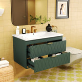 30'' Wall Mounted Bathroom Vanity with Resin Sink,Floating Bathroom Storage Cabinet with 2 Drawers, N710P177301F