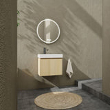 24 Inch Bathroom Vanity with Ceramic Basin, Wall Mounted Floating Vanity Sink Combo, Wooden Storage W1972P190341