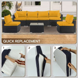 Cushion Covers for 7 Pcs Wicker Rattan Sectional Sofa, 14Pack Cushion Slipcovers Set 22119490