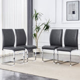 Luxury Simple Arch Chair - Set of 4 Dark Gray PU Material High Resilience Dining Chair with Arched W1151P154855