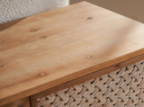 Rattan TV Stand for TVs, Wood TV Stand Mid Century Distressed TV Stand TV Media Console with Drawer W3040P382306