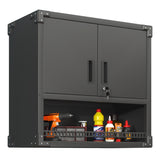 ZNTS Metal Wall-Mounted Tool Storage Cabinet with Locking Door and 1 Shelf 1 Opened Drawer for Garage 04205026