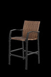 ZNTS 3 Pieces Outdoor Bar Stools Set,Rattan Bar Chairs,with glass table top, Wicker Bar Stools for W640P256895