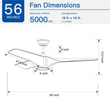 56 In.Intergrated LED Ceiling Fan with Brown Wood Grain ABS Blade W1367P182867
