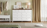 Wood Rustic Storage Dresser with 9 Drawers and Silver Handle, White N709P288888K