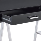 Black High Gloss and Chrome Writing Desk with USB Port B062P209204