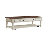Farmhouse Coffee Table with One Drawer, Easy Assembly, Retro Movable Rectangular Cocktail Table with 77948560