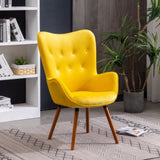Doarnin Contemporary Silky Velvet Tufted Button Back Accent Chair, Yellow T2574P164271