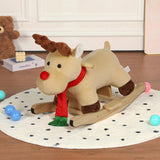 Kids Ride-On Rocking Horse Toy with Lullaby Song,Moose Rocking Toy with Hand Puppets and Safety Belt 86775418