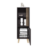 Vance 47" High One Door Cabinet with Two Open Shelves Dark Wengue - Light Oak B200P253745