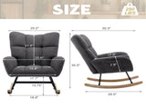 Teddy Fabric Wingback Glider Rocker with Side Storage Pocket, Soft Comfy Nursing Rocking Chair, 67056942