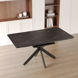 62.4" Extendable 78.15"Very large Black Dining Table Modern Mid-Century Kitchen Table Set for Dining 73934119