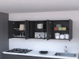 Shelton 59-inch Two Center Glass Doors Wall Cabinet Black Wengue B06280518