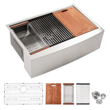 33x22x10"Farmhouse Apron Single Bowl Stainless Steel Kitchen Sink with Workstation W2898P228900