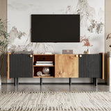 Mid Century TV Stand 3 Cabinets, Media Console Table for TVs up to 70'', Entertainment Center N710P180186P