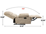 Large Manual Recliner Chair in Fabric for Living Room, Beige 56614352