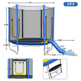 ZNTS 7FT Trampoline for Kids with Safety Enclosure Net, Slide and Ladder, Easy Assembly Round Outdoor 16378149