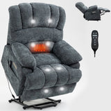 23" Seat Width and High Back Large Size Beige Chenille Power Lift Recliner Chair with 8-Point W1803P263643
