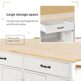 Kitchen Island Cart with Solid Wood Top and Locking Wheels,54.3 Inch Width,4 Door Cabinet and Two WF286911AAW