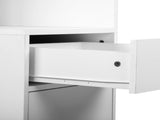 3-Tier Corner Salon Cabinet with 1 Door & 1 Drawer, 15mm E0 Grade Particleboard Matt White, 75.2" H 73777296