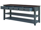 Retro Design Console Table with Two Open Shelves, Pine Solid Wood Frame and Legs for Living Room 50405748