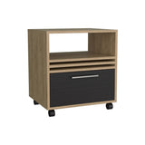 Vance 20" High One Drawer Nightstand, Casters, Mobile, One Shelf, Bedroom Natural Oak B070P254778