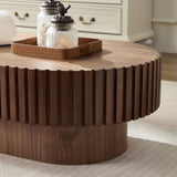 43.70 Inch Modern Handcraft Drum Coffee Oval Coffee for Living Room,Small Wooden Coffee W2582P250586