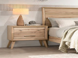 Classic Style Nightstand of 2x Drawers Natural Oak Finish Wooden Bedroom Furniture 1pc, Mid-Century B011P250503