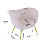 Modern Accent Chair for Living Room, Lounge Chair for Bedroom with Gold Metal Legs, Vanity Chair for N765P205107P