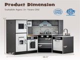 Interactive Kids Play Kitchen with Ice Maker & Chalkboard, Corner Design Pretend Cooking Set with 98686354